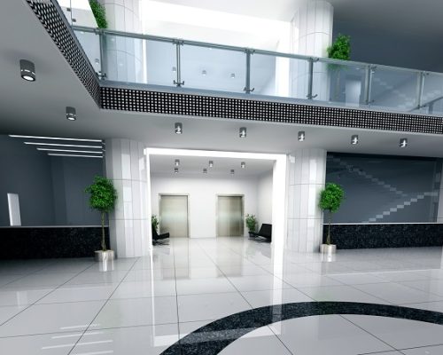 modern business hall design interior (3D rendering)
